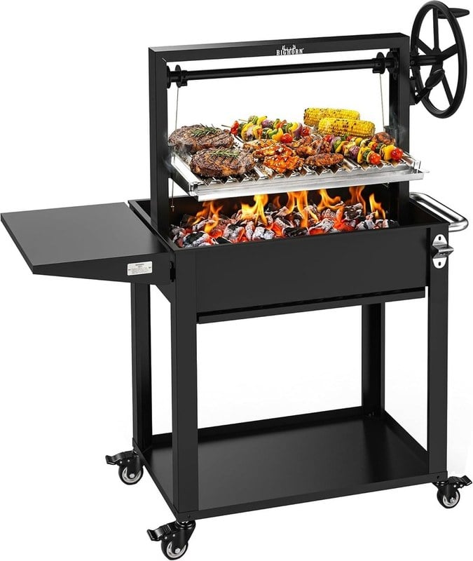 BIG HORN Santa Maria Argentine Parrilla Grill with adjustable cooking grate over wood fire bed