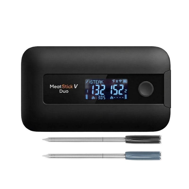 MeatStick V Duo wireless smart meat thermometer with two probes and LCD base station