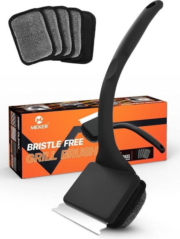 MEKER grill brush with steel bristles for grate cleaning