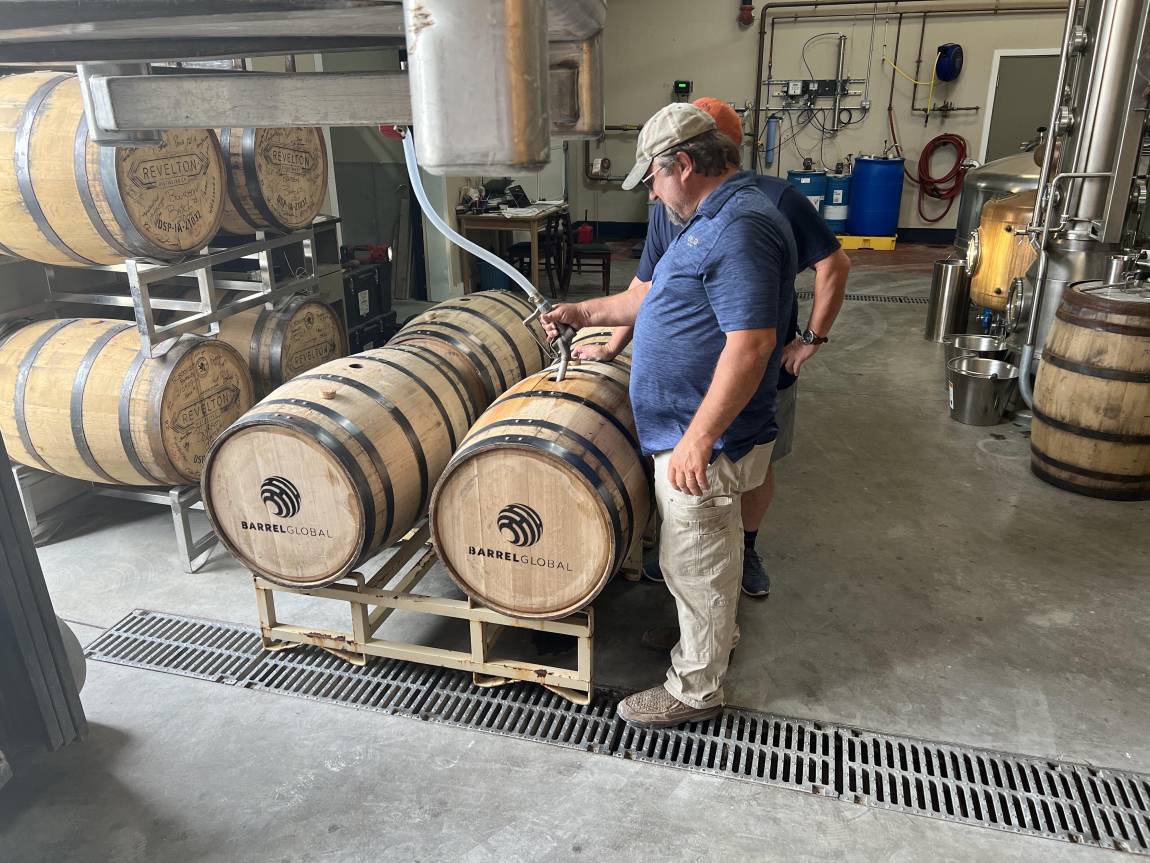 barrel being filled before aging