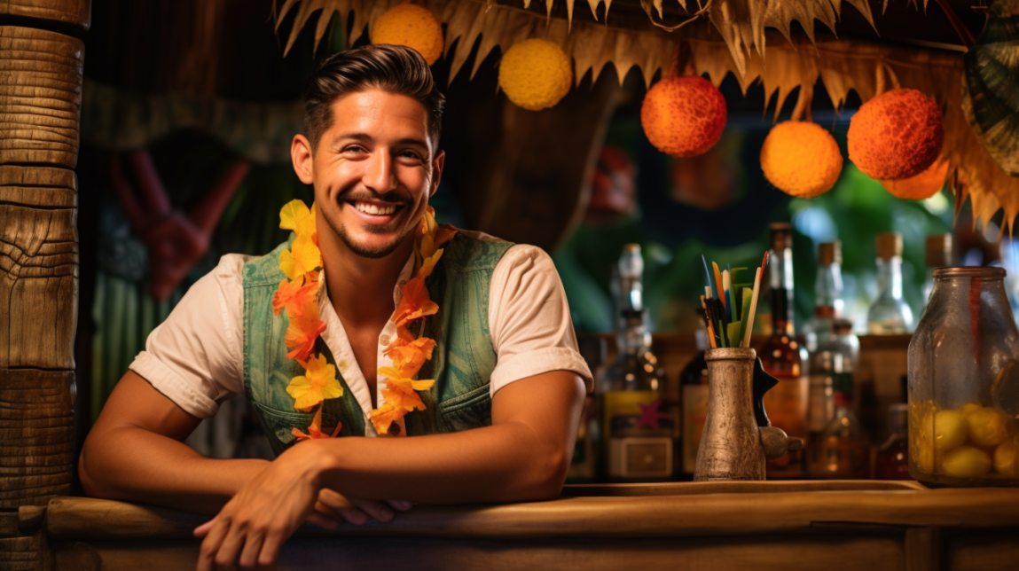 bartender in a tiki bar