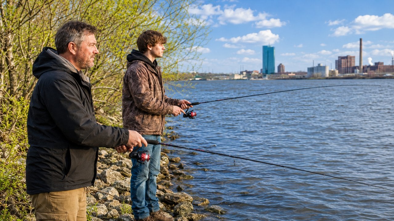 fishing on the Maumee River in Toledo with Ugly Stik rods