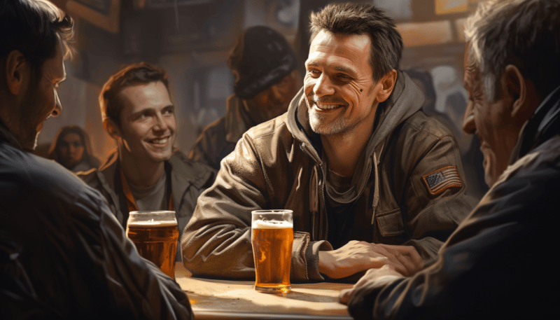 single guy drinking beer in a czech pub