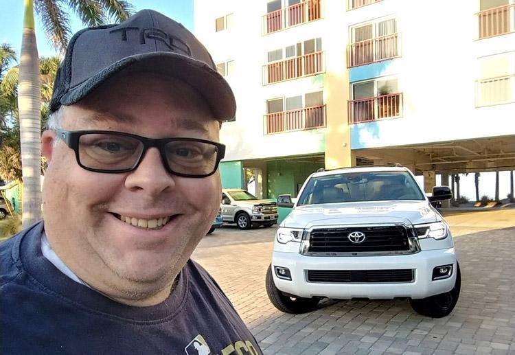 james hills with trd hat and squoia trd sport truck