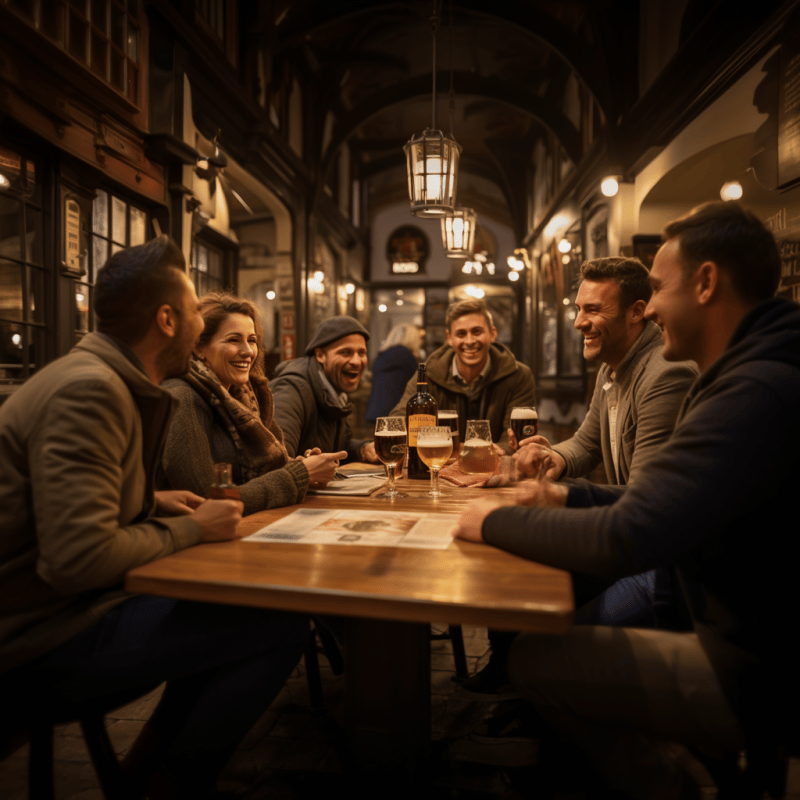 drinking belgian beer in a brussels pub