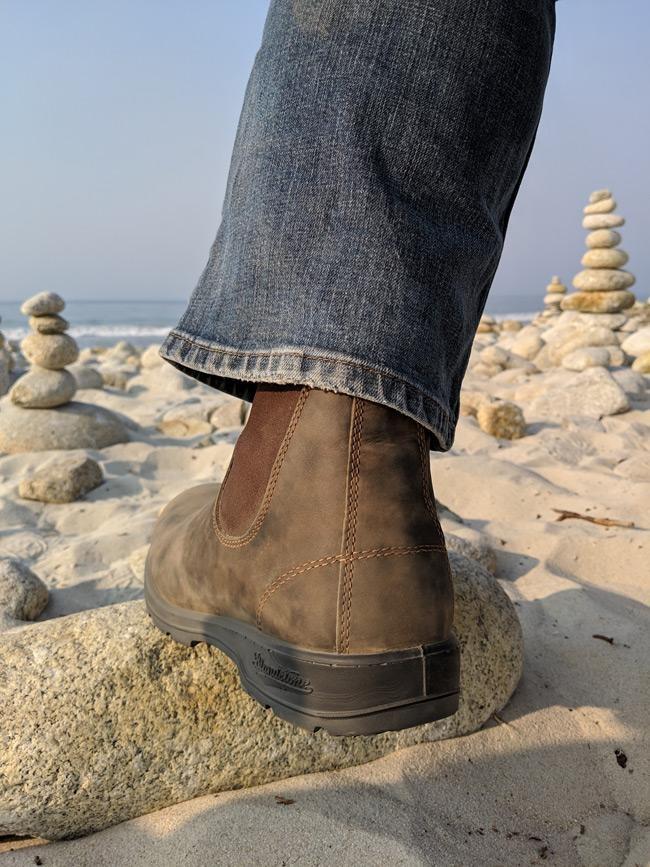 spanish bay beach carmel california with blundstone supper 550 boot