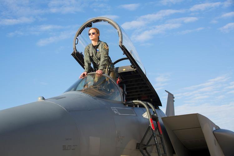carol danvers in f15 fighter jet captain america