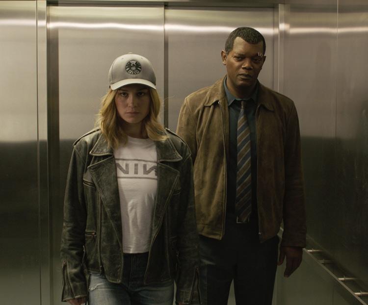danvers and fury in elevator captain marvel