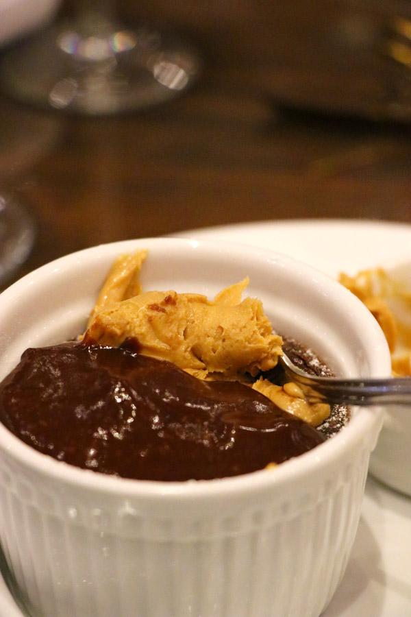 warm chocolate melting cake mixed with peanut butter on carnival cruise cruise food