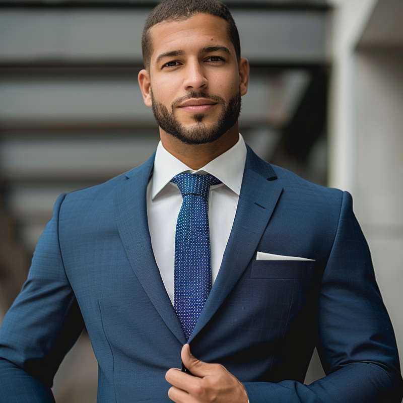 man in blue blazer