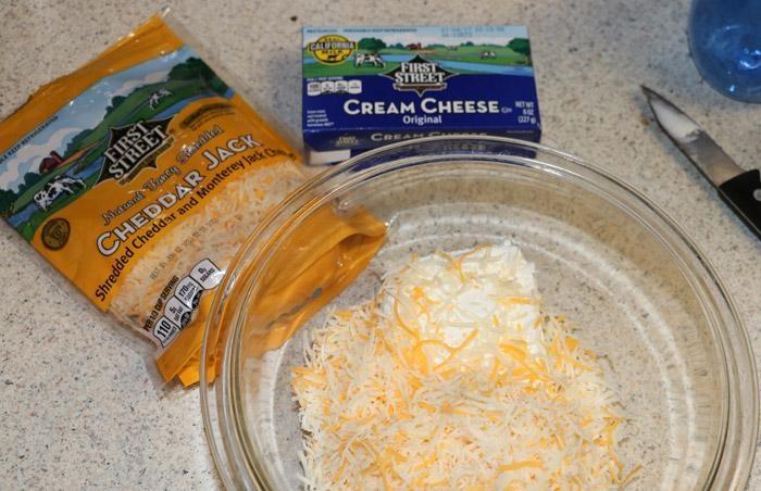 mixing cheeses