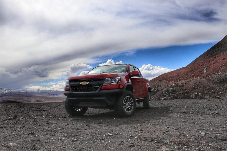 chevrolet colorado zr2 truck on a volcano in california