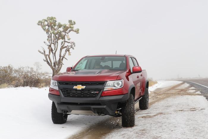 chevy colorado zr2 front joshua tree mojave desert snow