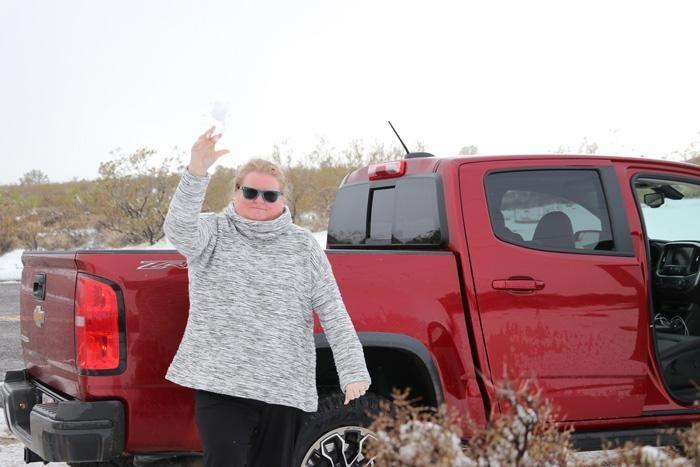 heather throwing snow ball