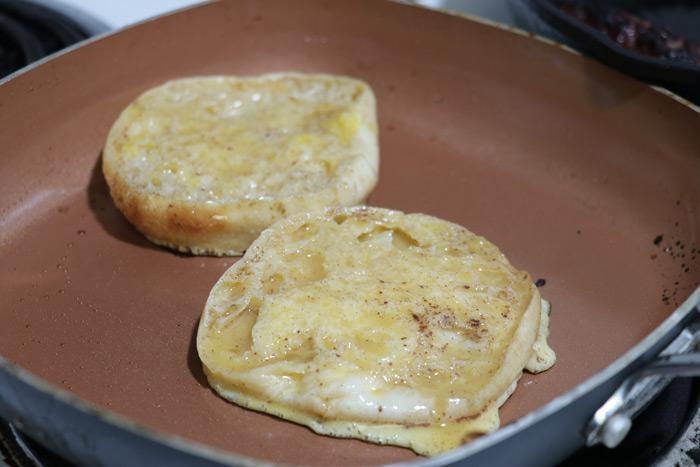 cooking french toast in pan
