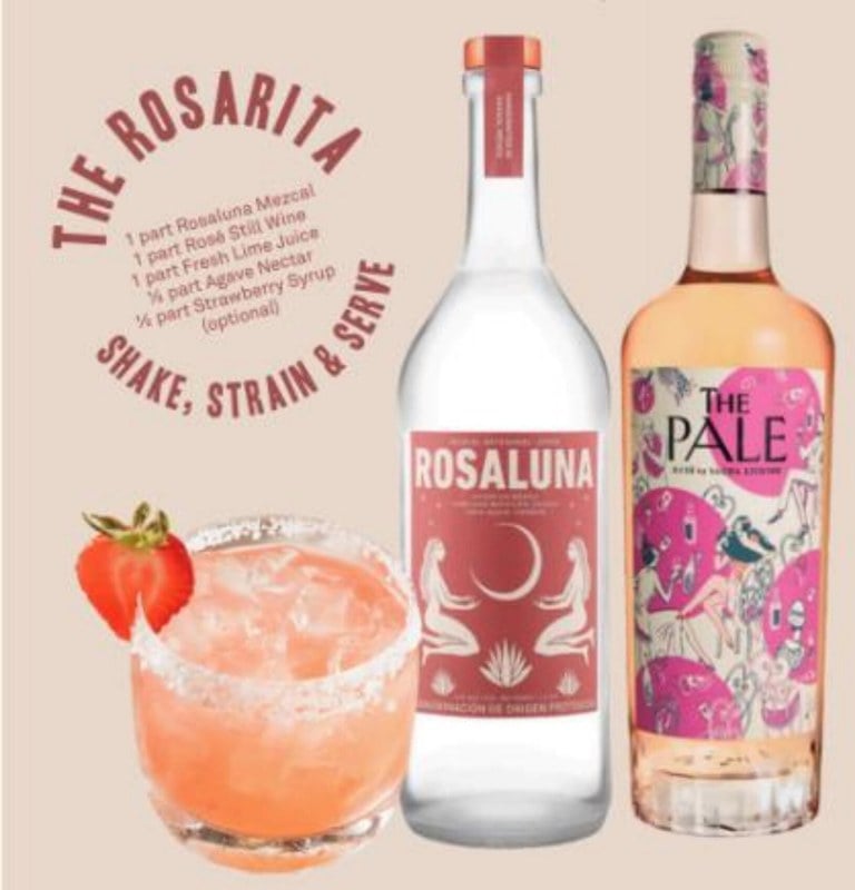 Rosaluna and Pale Rosé Rosarita cocktail
