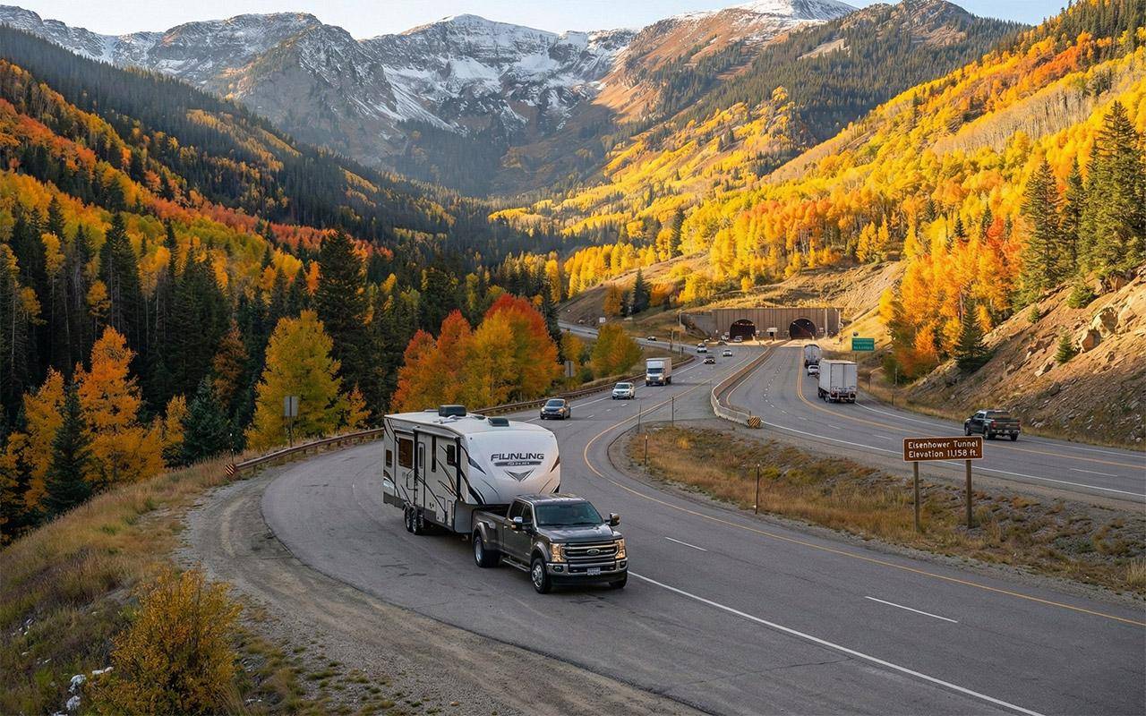colorado rv road trip eisenhower tunnel in fall