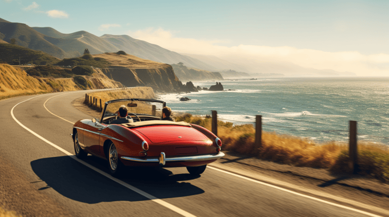touring highway 1 in a convertible