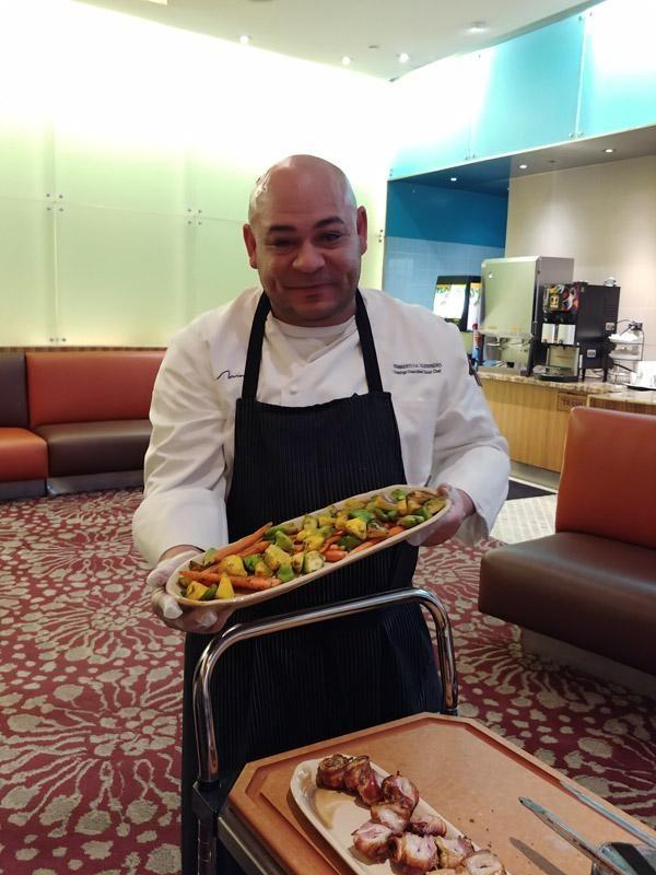 chef presents the vegetable tray