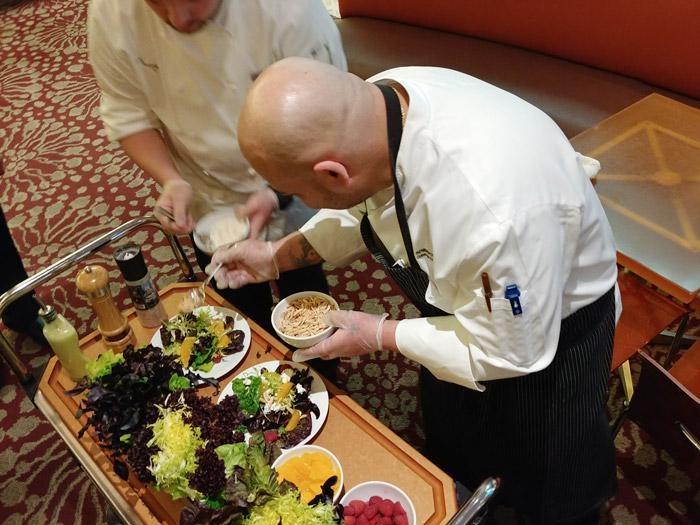 preparing the salad