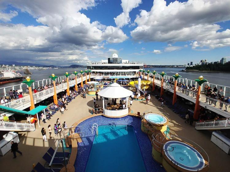ncl jewel lido deck leaving vancouver canada on an alaska cruise