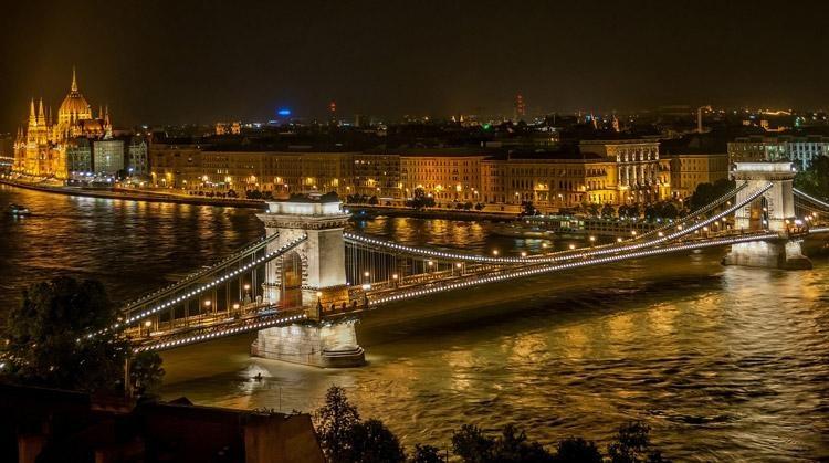 chain bridge over the danube river in budapest