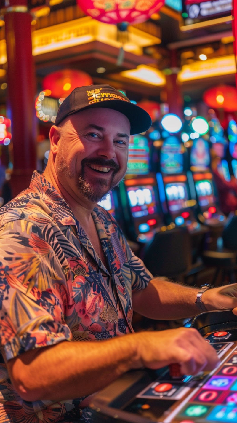 man playing slot games