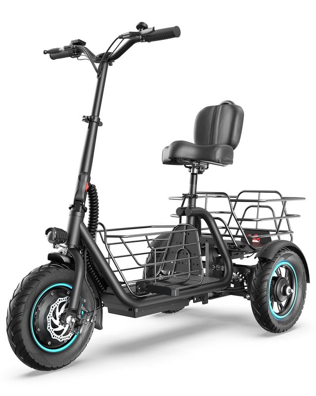 Gyroor C5 electric trike with removable dual baskets