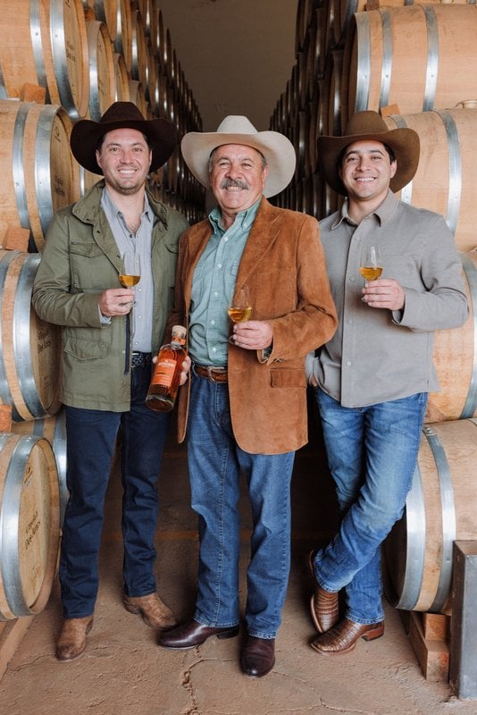 Master Tequilero Leon Banuelos Sr. with his sons Leon Jr. and Willy at Hacienda de El Mexicano in Jalisco