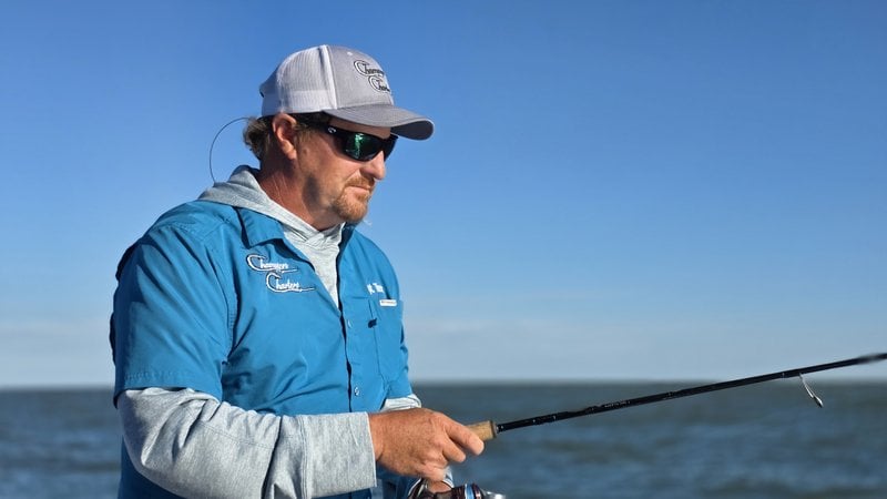Captain Trent running the trolling spread on Lake Erie
