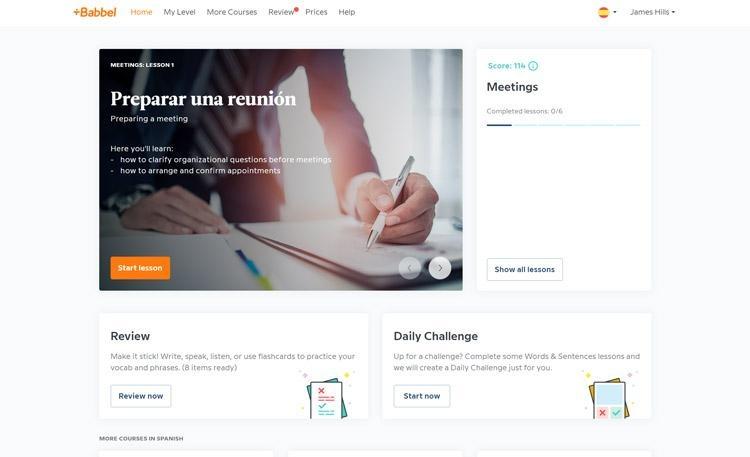 babble spanish lessons on desktop