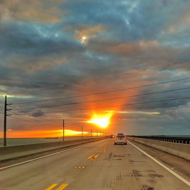 sunset on seven mile bridge florida keys