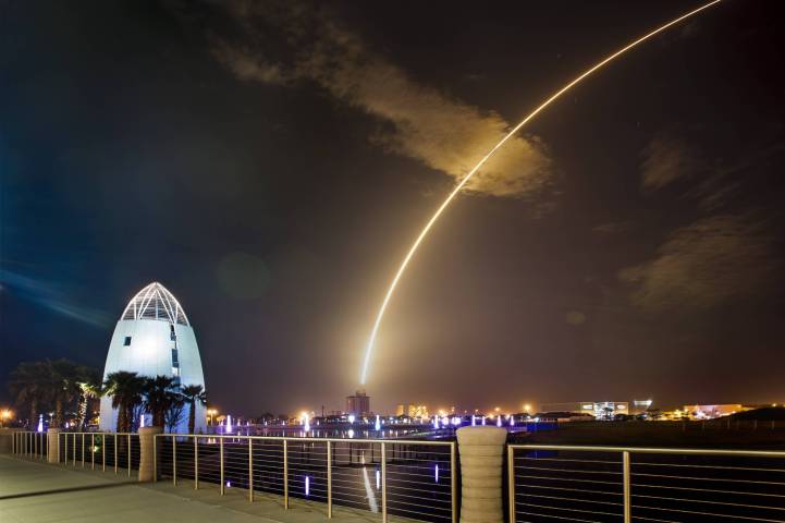 Night rocket launch seen from The Cove in Port Canaveral, Florida (photo courtesy of Florida's Space Coast)