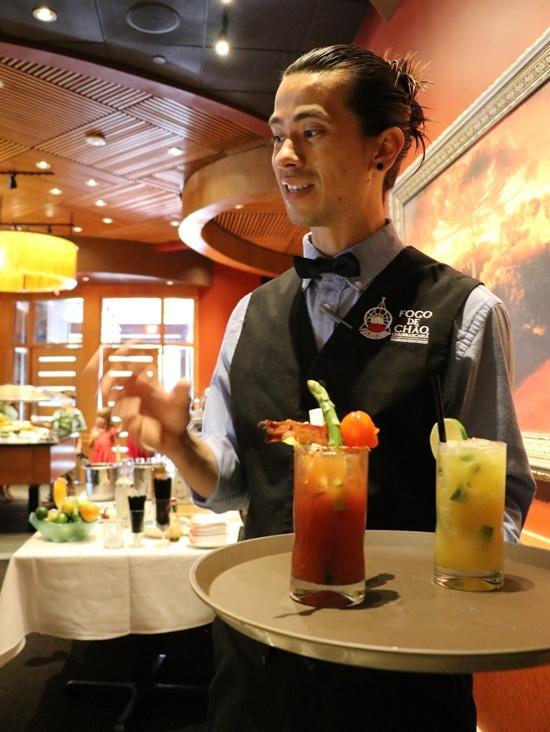 bar tender serving drinks