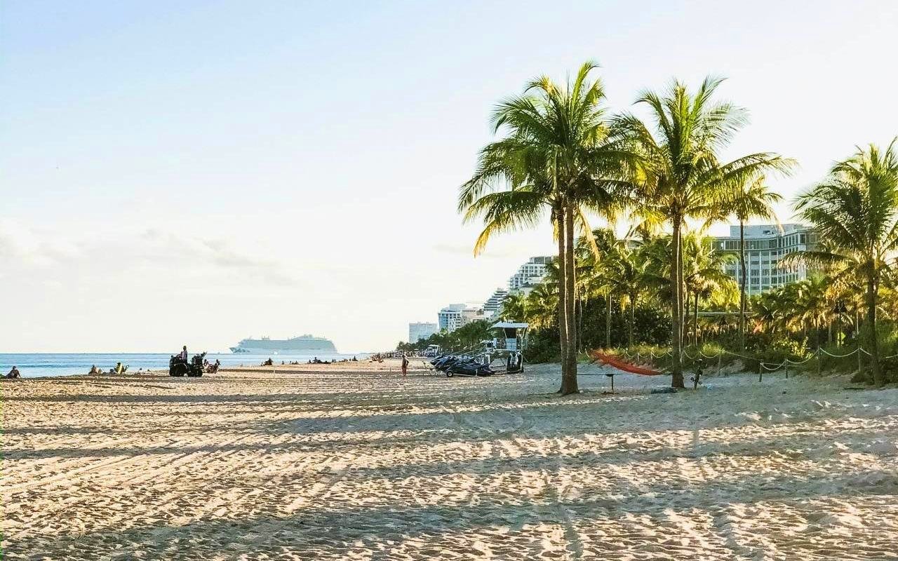 fort lauderdale beach with princess cruise ship 
