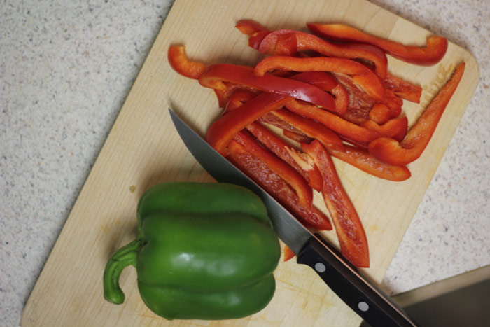 cutting peppers