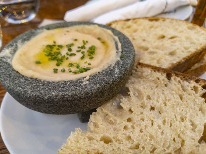 bread with bean dip