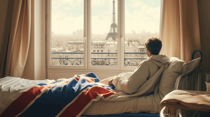 photo of a man in a french hospital getting cancer treatments