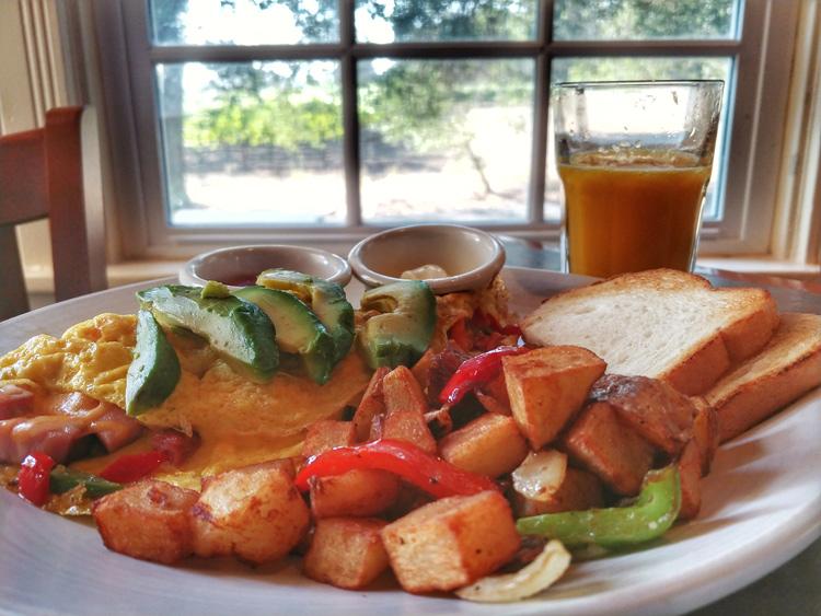 california omlet with vineyard in background