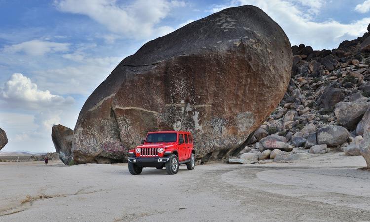 Jeep Wrangler in front of Giant Rock
