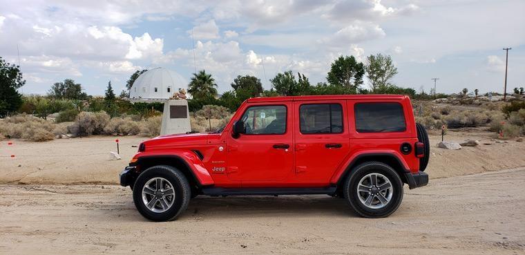 jeep wrangler in front of integratron