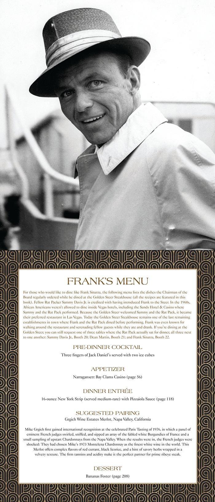 frank sinatra menu golden steer steakhouse las vegas