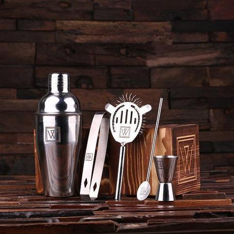 bar ware personalized cocktail making kit groomsman gift idea