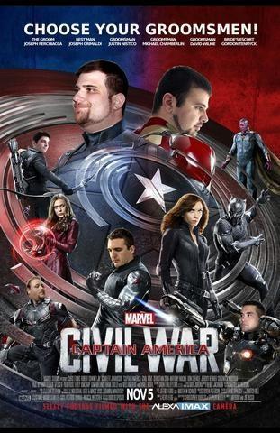 marvel civil war personalized movie poster avengers groomsman gift idea