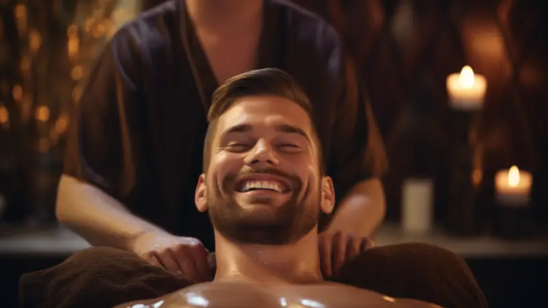 man getting a massage on a guys night out