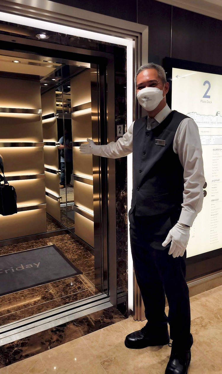 hal staff at elevator