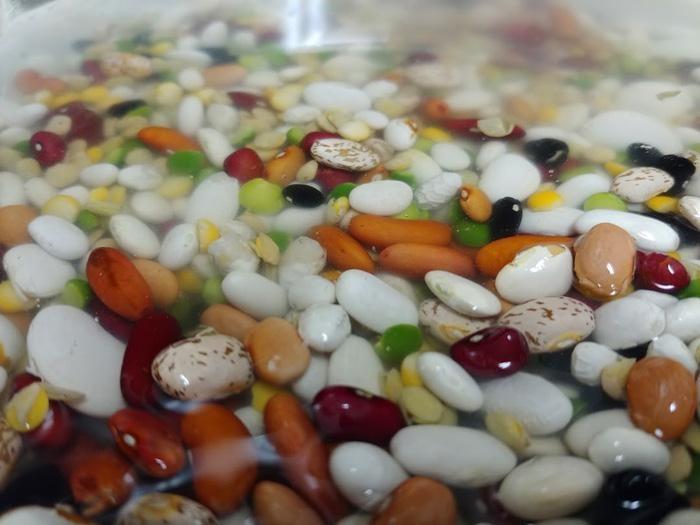 15 bean mix rinsing in water before adding to soup