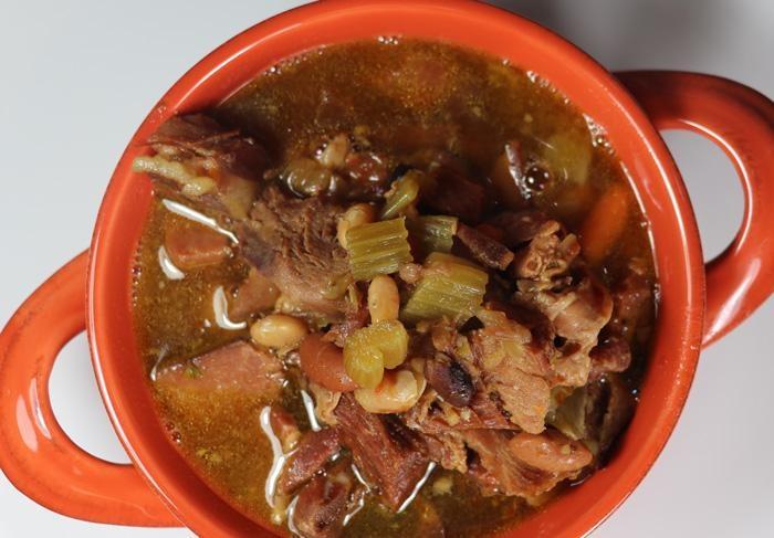 ham bean soup in bowl
