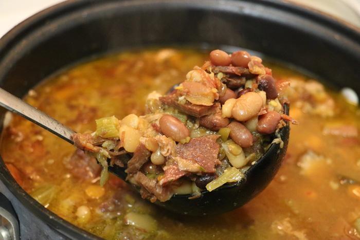 ham bean soup in pot