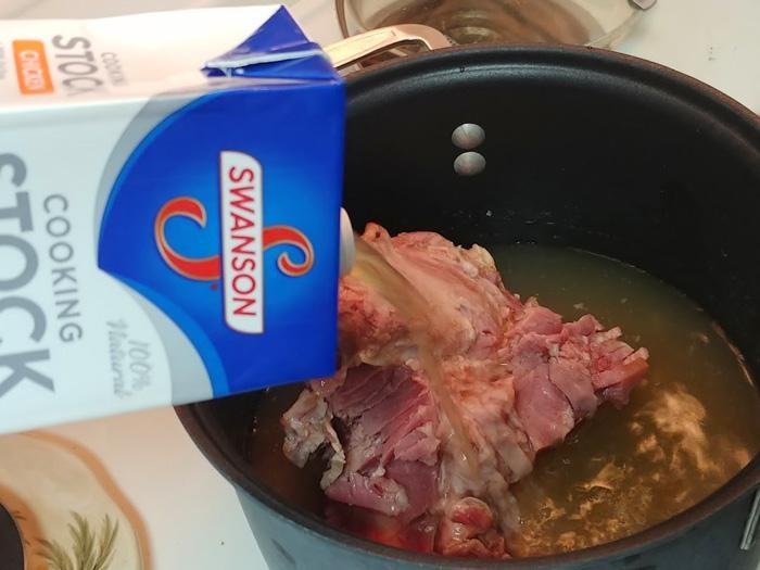 swanson chicken cooking stock pour over ham bone